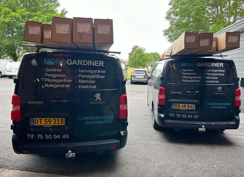 Monogardiner gardinbus – to biler klar til gardinlevering i hele Danmark